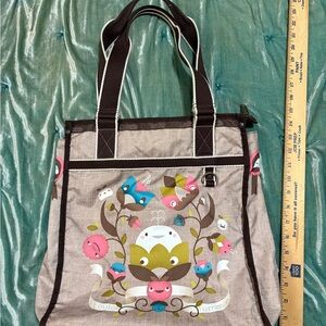 RARE HTF LeSportsac Artist in Residence “Loulou & Tummie” Tote - Taupe/Linen